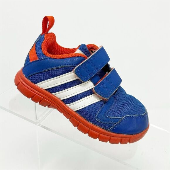 Adidas Kids Athletic Shoes Size 7K Blue and Orange Hook & Loop Running Casual - Picture 1 of 9